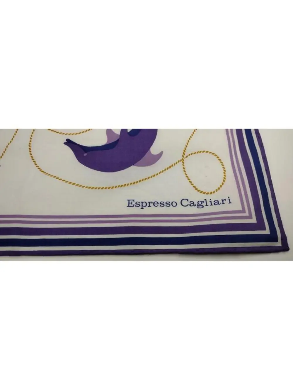 Vintage Espresso Cagliari Purple Dolphin Handkerchief Cotton Fine Design 16 x 17